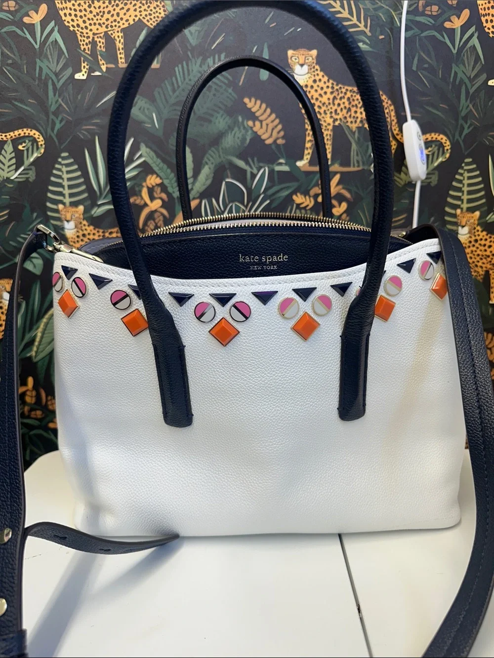 Kate Spade white leather bag with embellishments